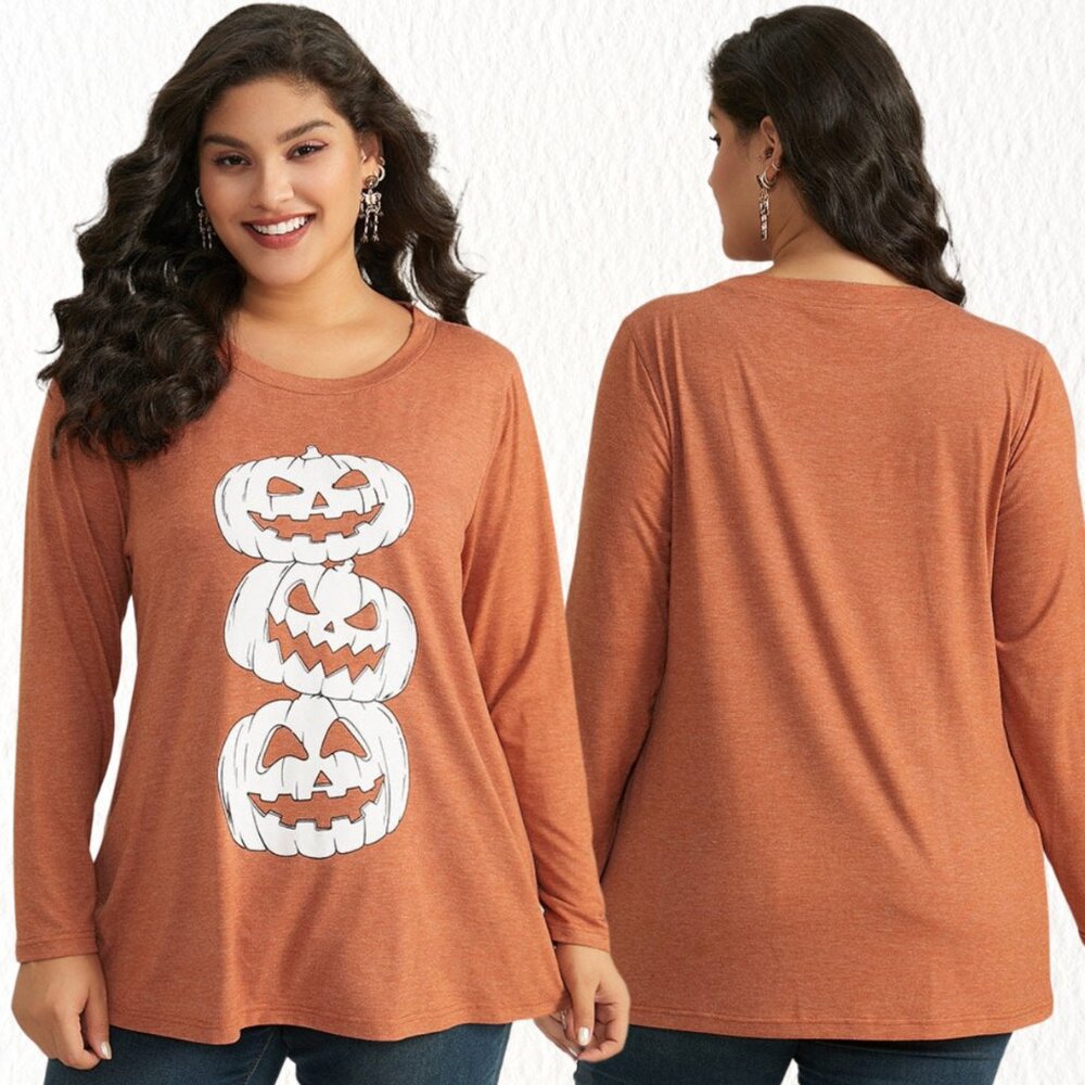 NWT 1X 14/16 Halloween Pumpkin Top K-1115